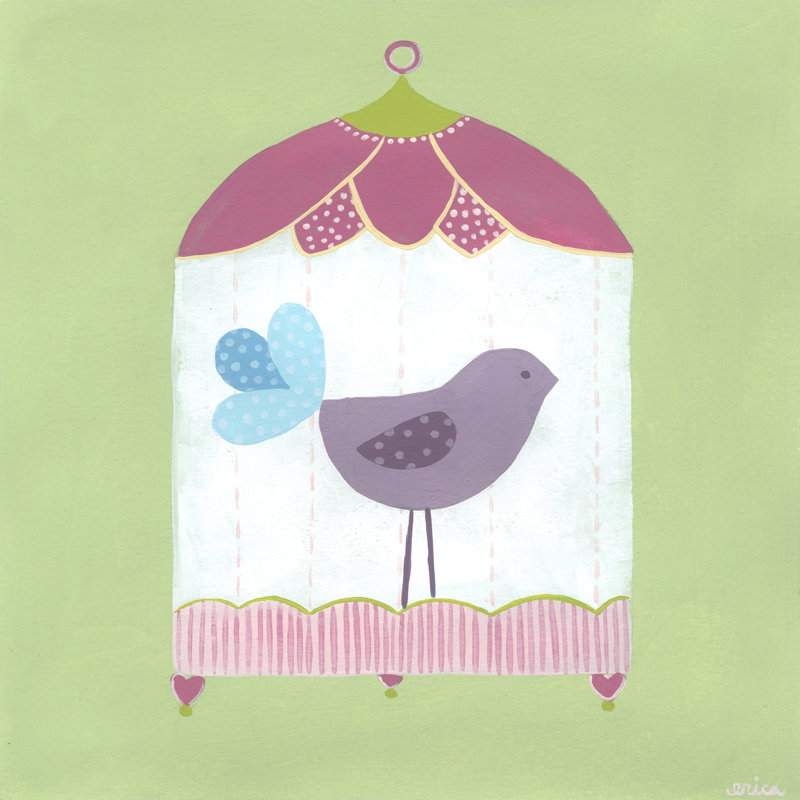 Patchwork Birdcage I - Wrapped Canvas Print, 30cm H x 30cm W x 3.8cm D