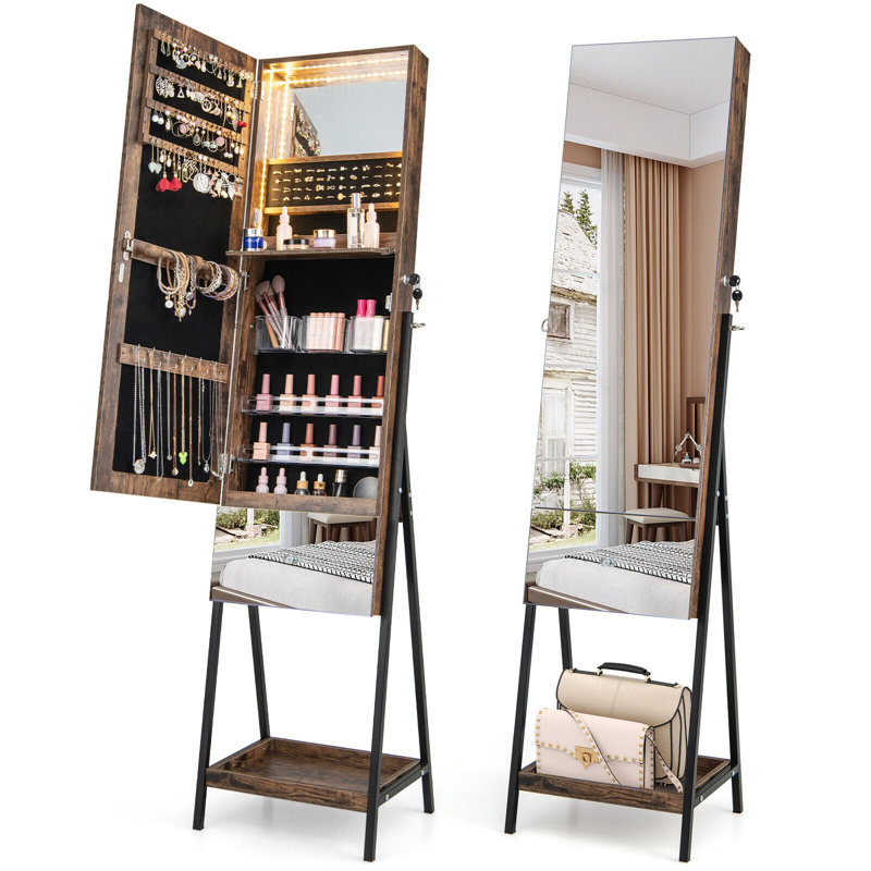 Areni Freestanding Jewelry Armoire, Brown