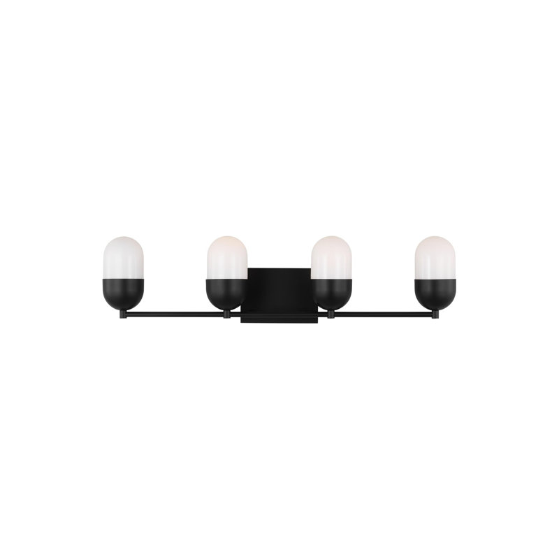 Foster Midnight Black Extra Large Vanity Light with Milk Glass Shades