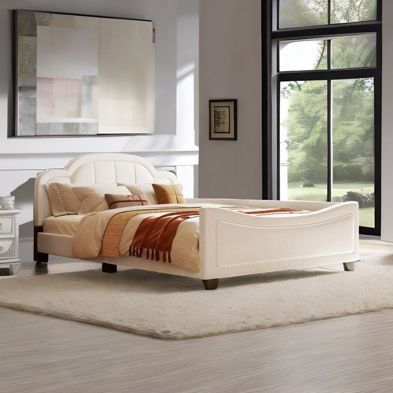 Charnie Upholstered Platform Bed, Beige