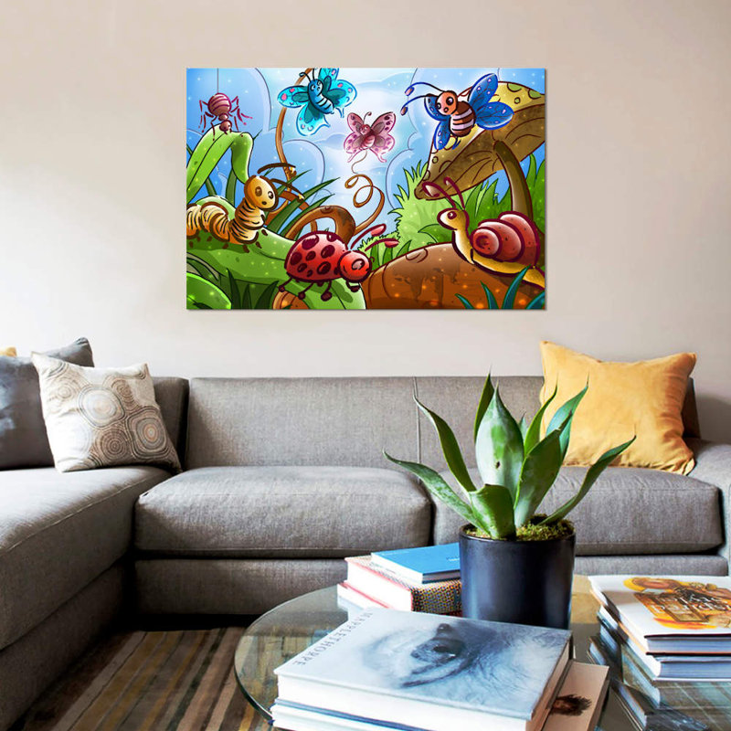 Cartoon Bugs - Print on Canvas, 30.48 cm H x 45.72 cm W, Wrapped Canvas
