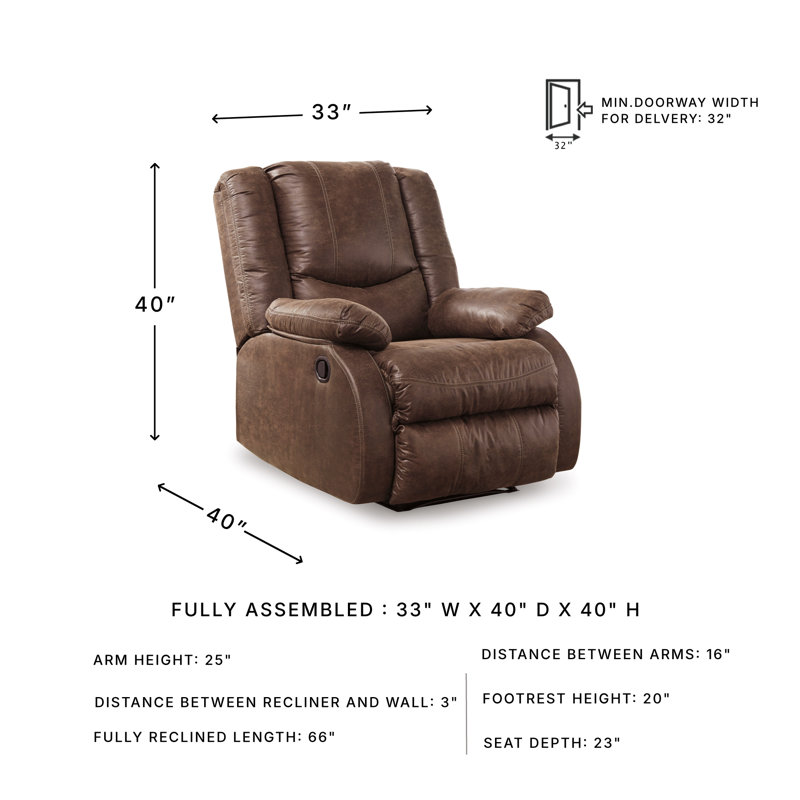 Pennside Faux Leather Recliner, Coffee Faux Leather