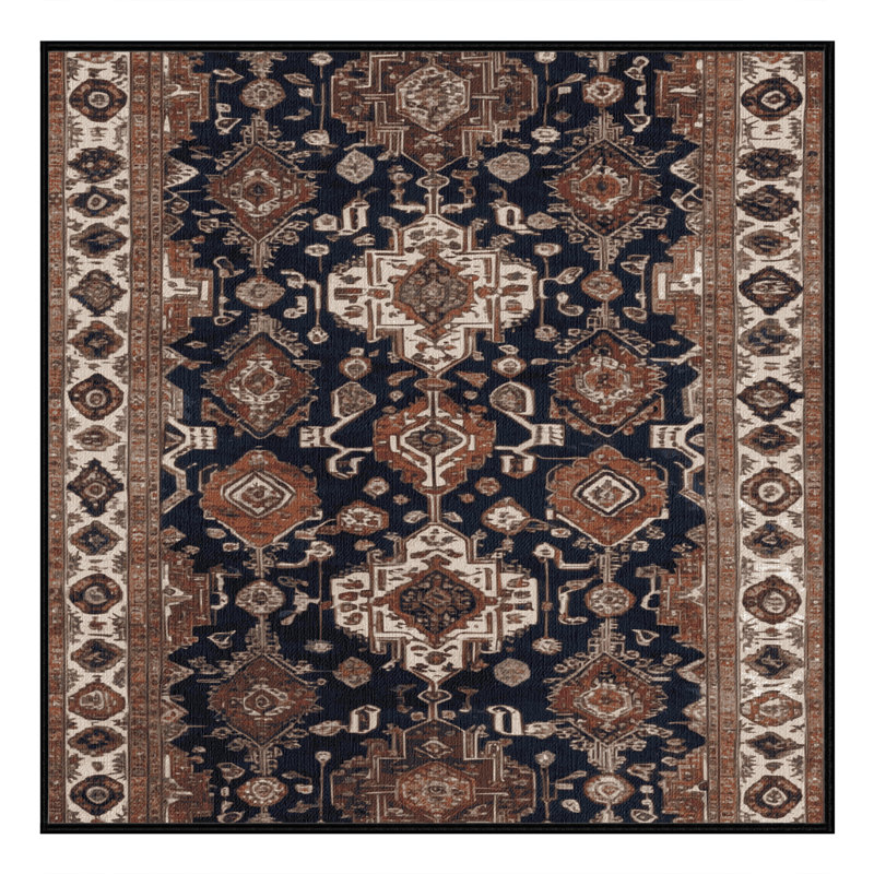 Machine Washable Persian Brown Area Rug, Square 6'