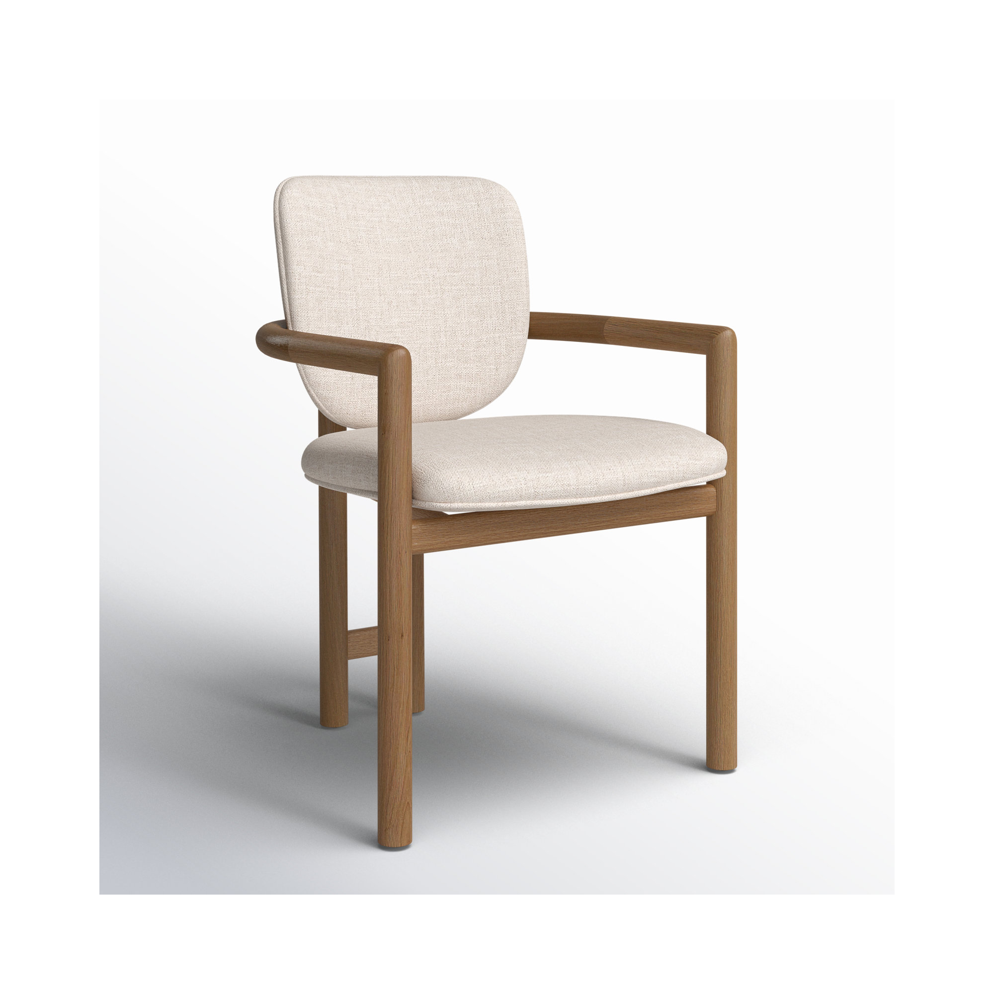 Kosta Leather Upholstered Back Arm Chair, White, Brown