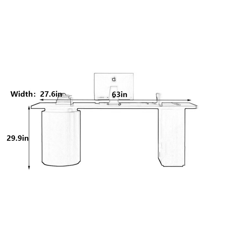Desk, 29.9" H x 63" W x 27.6" D