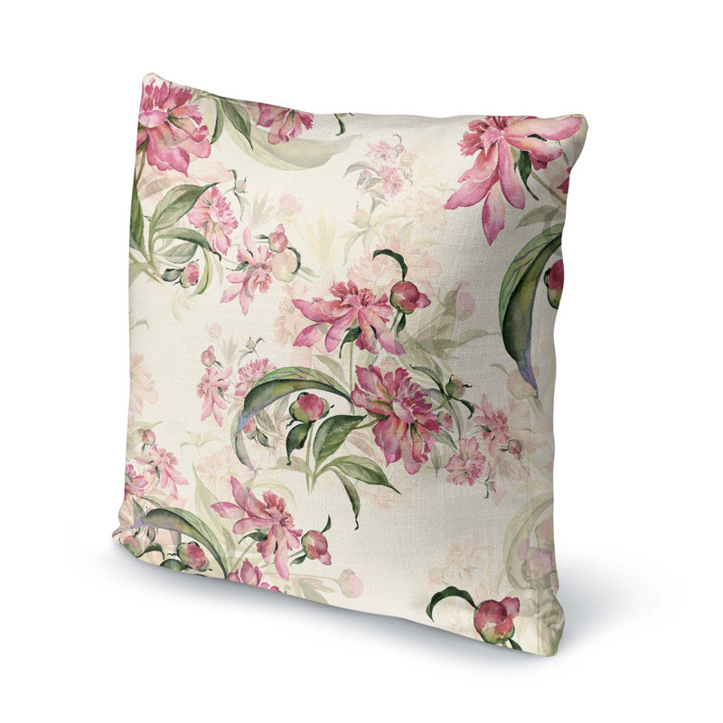 Floral Cotton Blend Reversible Throw Pillow, 18" x 18", Toned