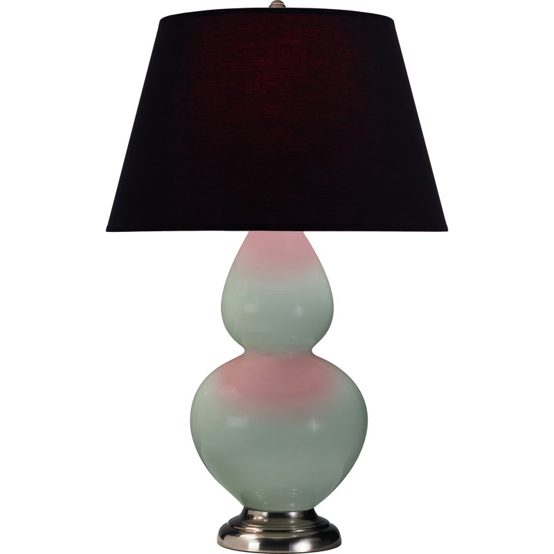 Lampe de table double gourde en céramique, Noir / Rouge, Céladon glacé / argent antique, Argent argent