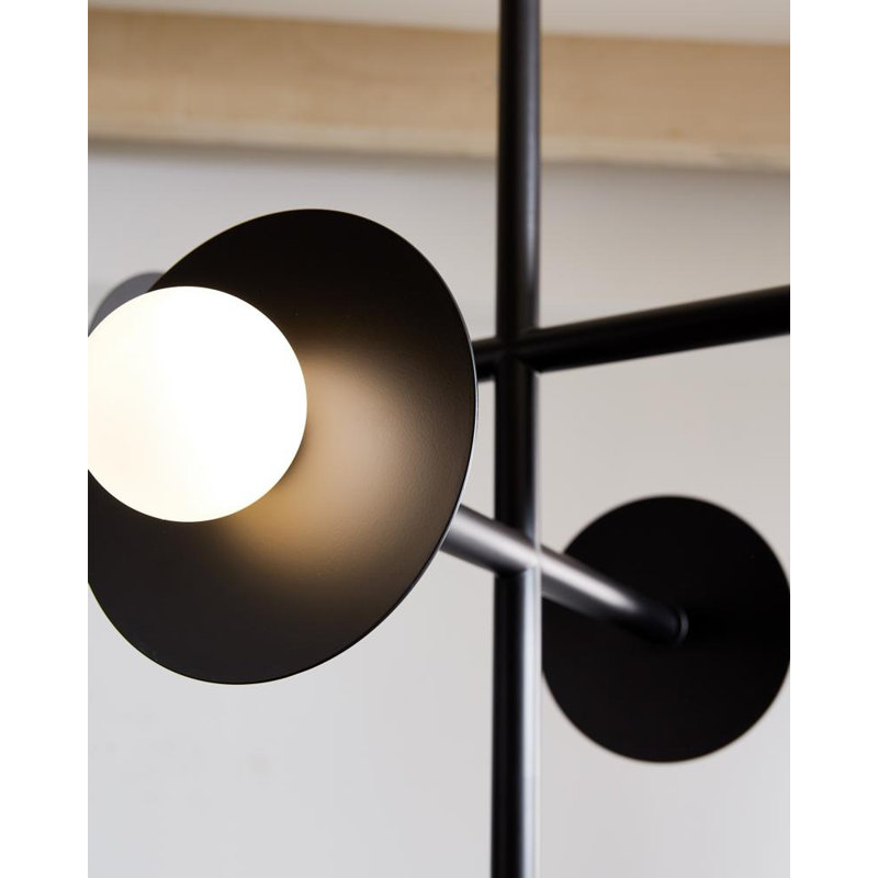 Keed 5 - Light Dimmable Sputnik Modern Linear Chandelier, Black