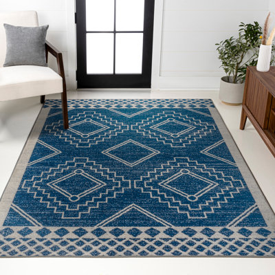 Tapis bleu marine / ivoire Amir Moroccan Beni Souk