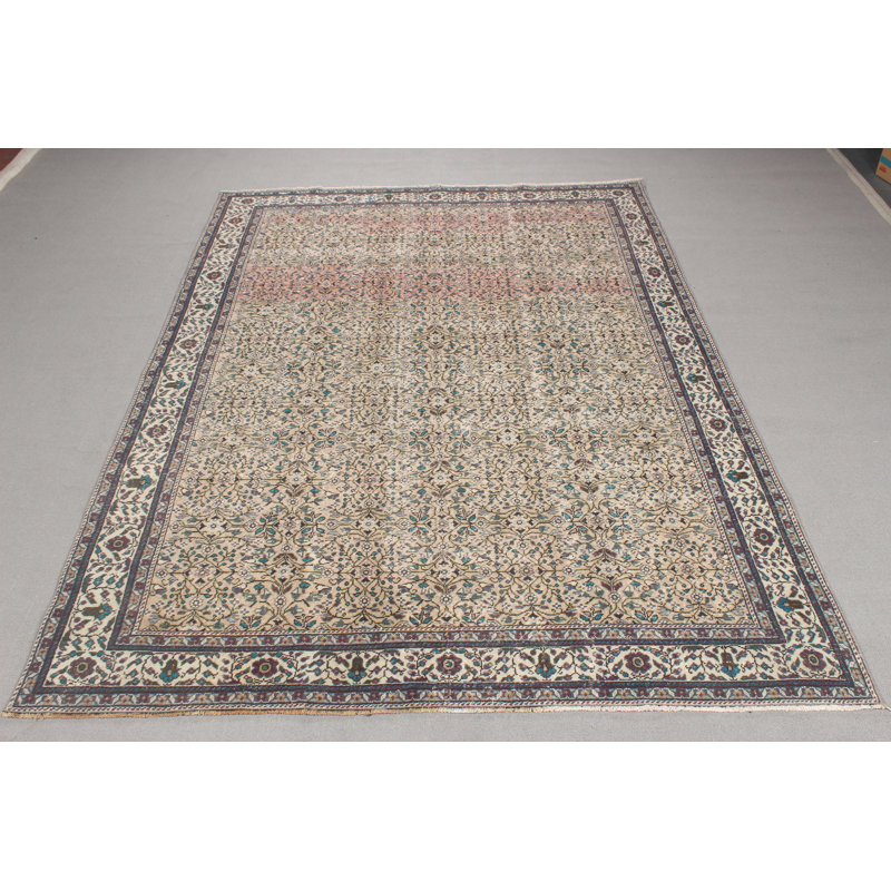 Grand tapis turc rétro brun idéal pour rehausser l'élégance de votre salle à manger