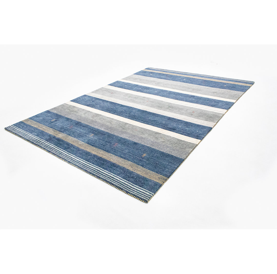 Hand Knotted Wool Blue Indoor/Outdoor Rug
