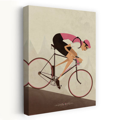 «Uphill Cyclist Colorful Retro Vintage Tree», art mural