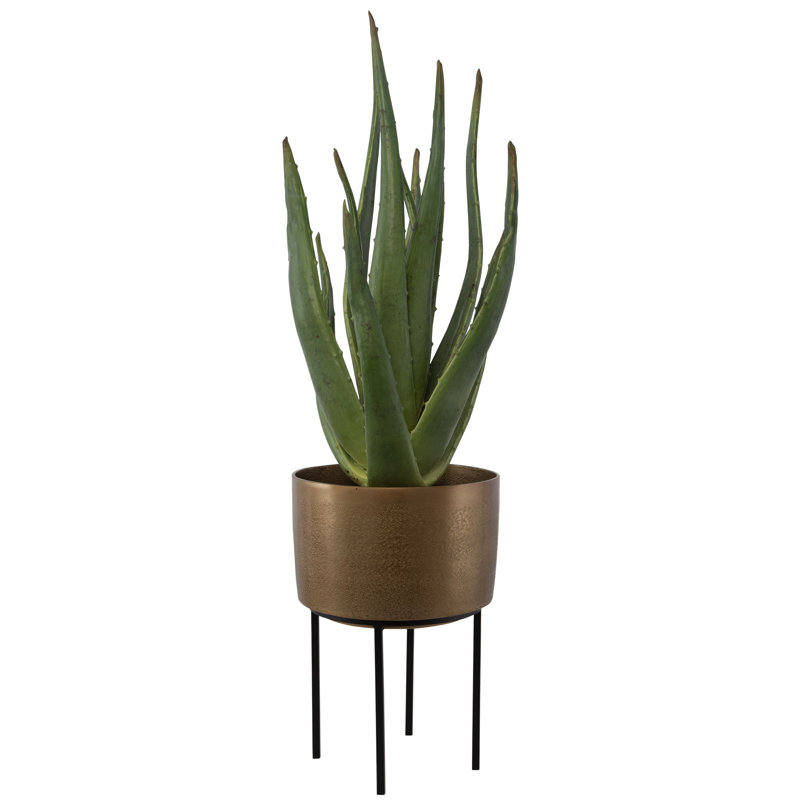 Fausse plante d'aloès en pot de ciment 37 po