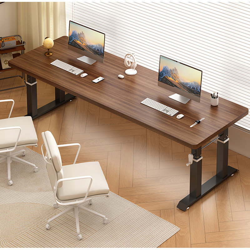 Bureau debout rectangulaire réglable en bois massif à manivelle, 28.3" H x 63" W x 27.6" D