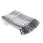 Jeté rayé en coton tissé gris et blanc