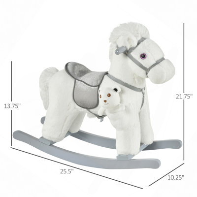 Rocking Chair, Kids Plush Ride-On Rocking Horse With Bear Toy, Children Chair With Soft Plush Toy & Fun Realistic Sounds