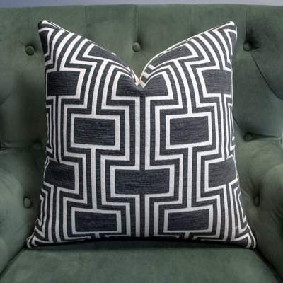 Ensemble de coussins décoratifs à motif de treillis géométrique gris anthracite Thomas Collection®
