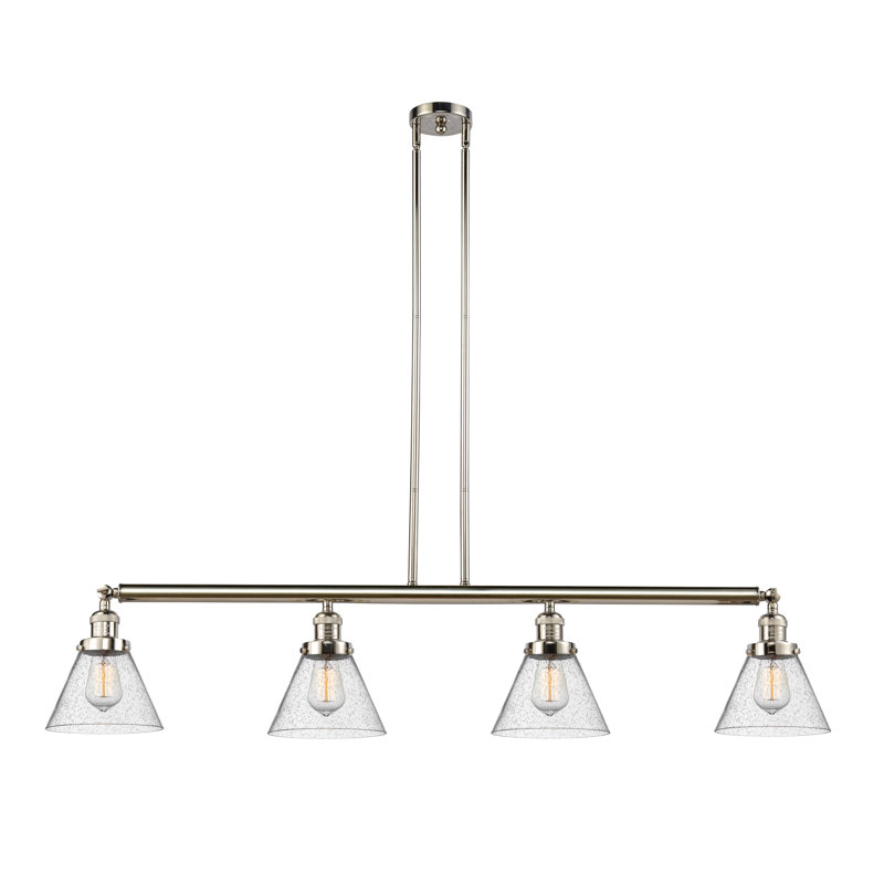 Luminaire suspendu linéaire à 4 lumières pour îlot de cuisine Morin, Grainé, Nickel poli, Ampoule DEL 6 watts Vinage