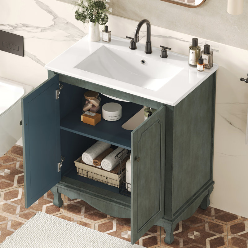Meuble-lavabo de salle de bain avec tablettes réglables