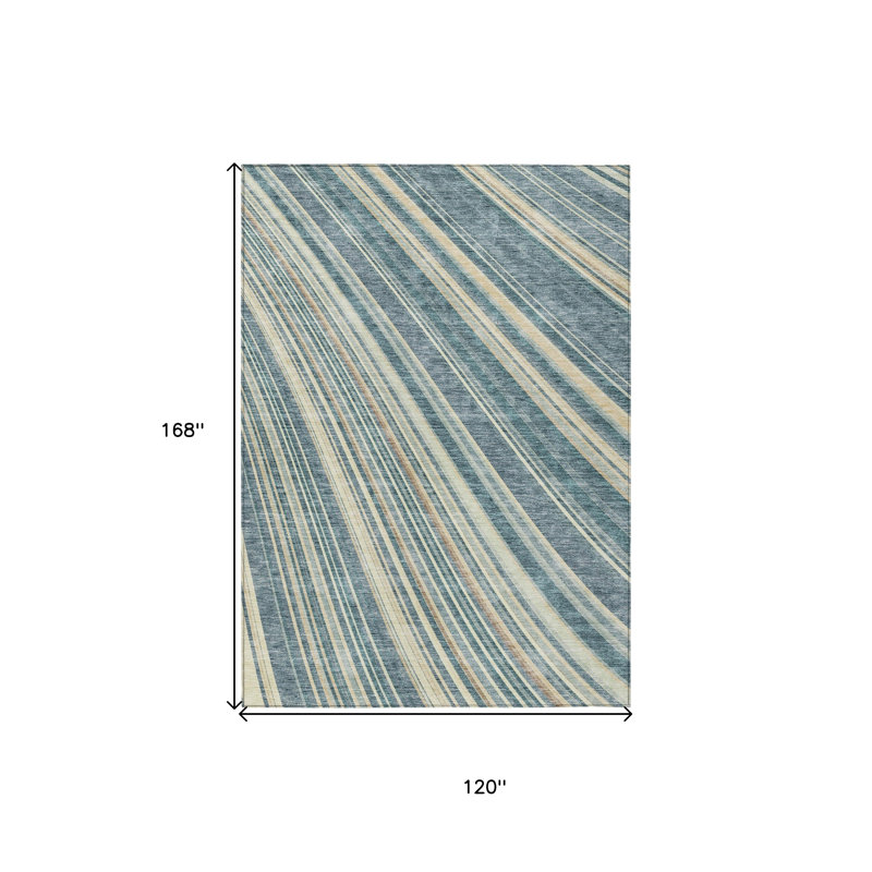Tapis intérieur lavable rayé bleu ciel 10 pi x 14 pi
