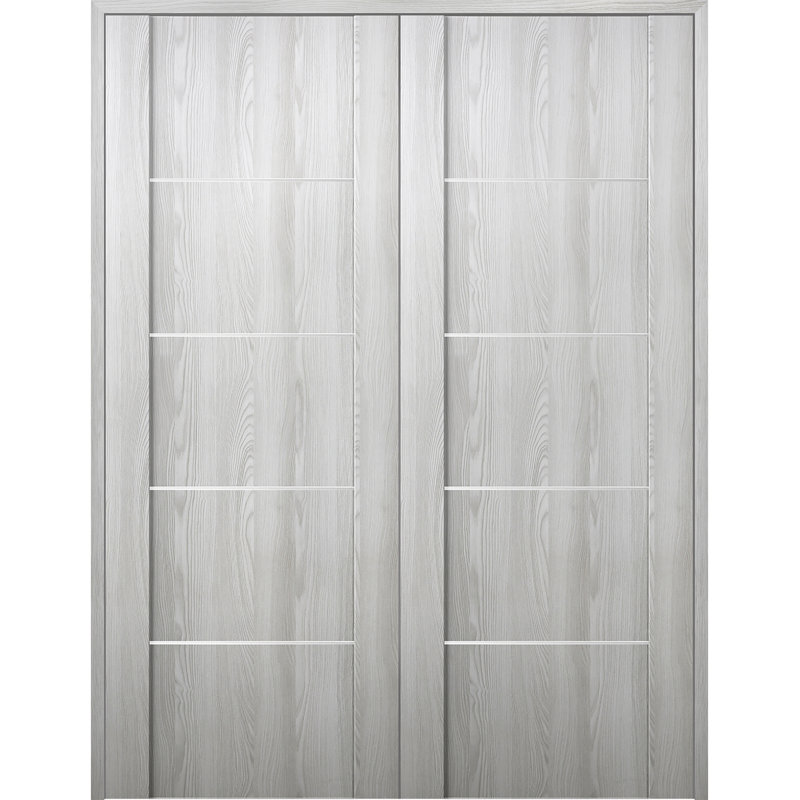 Porte double standard préfinie en bois manufacturé Avon 01 4H, 47,75 po x 79,37 po, Chêne Veralinga, Réversible