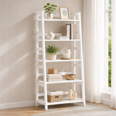 5-Tier Bookshelf, Ladder Bookcase Etagere Storage Shelf
