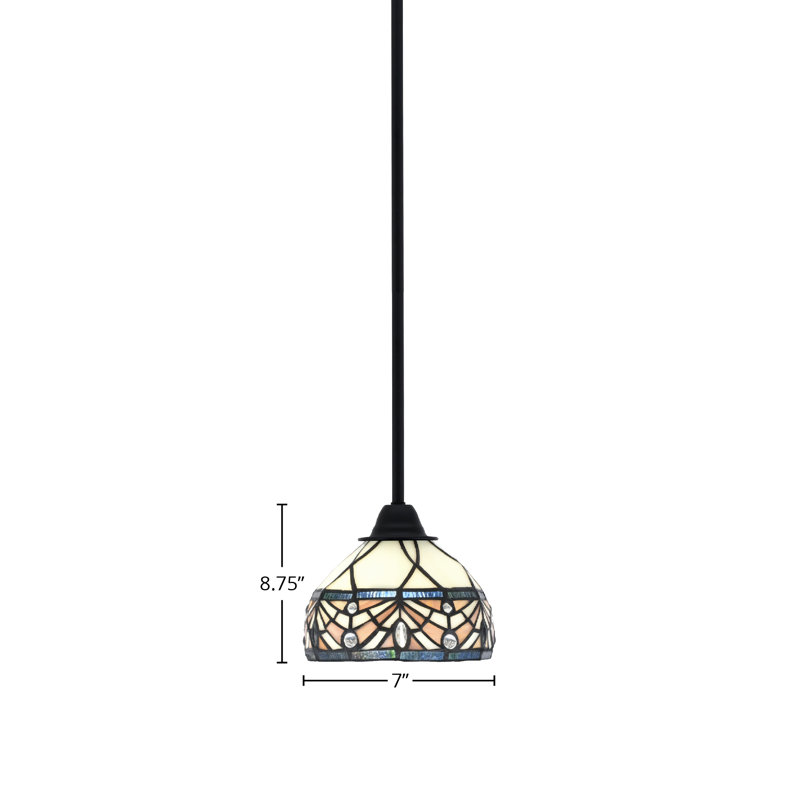 Paramount Stem Hung Pendant Shown In Matte Black Finish With 7" Royal Merlot Art Glass