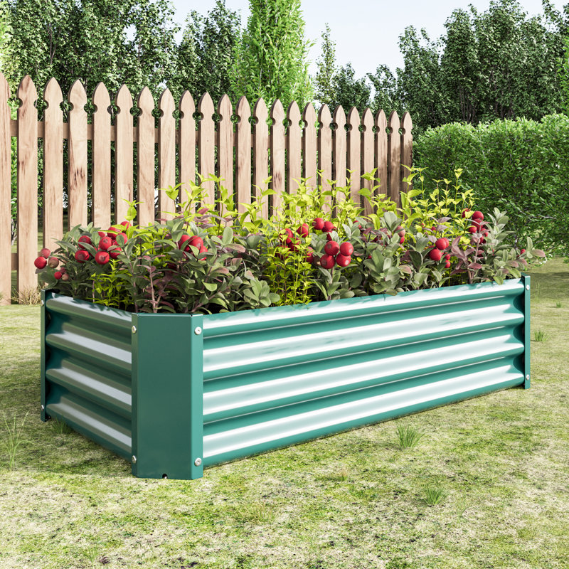 Jardinière surélevée en métal 421Ft pour fleurs, herbes, plantes, - Rouille, lit rectangulaire à long terme, Vert