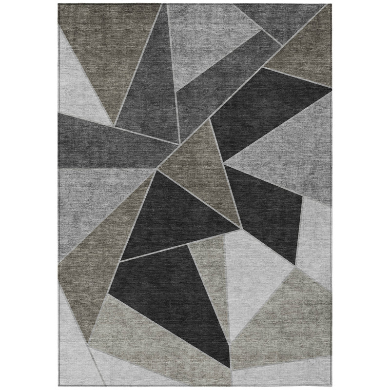 Tapis extérieur lavable géométrique 8 pi x 10 pi café au charbon