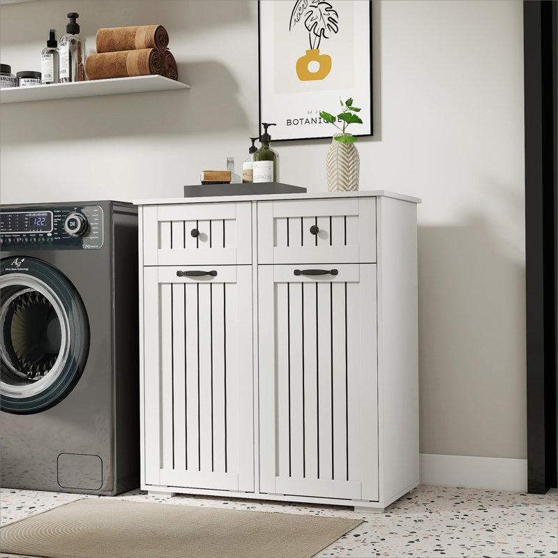 Armoire à linge avec 2 tiroirs et 2 paniers à linge amovibles