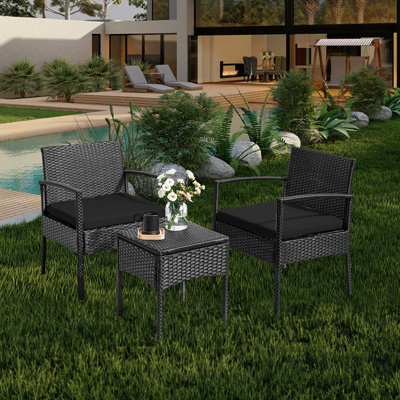 Ivancea Square 2 - Person 15.75'' L Outdoor Restaurant Bistro Set with Cushions