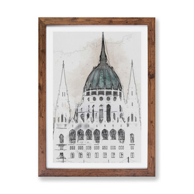 'Parliament Building in Budapest' - Picture Frame Graphic Art Print on Paper