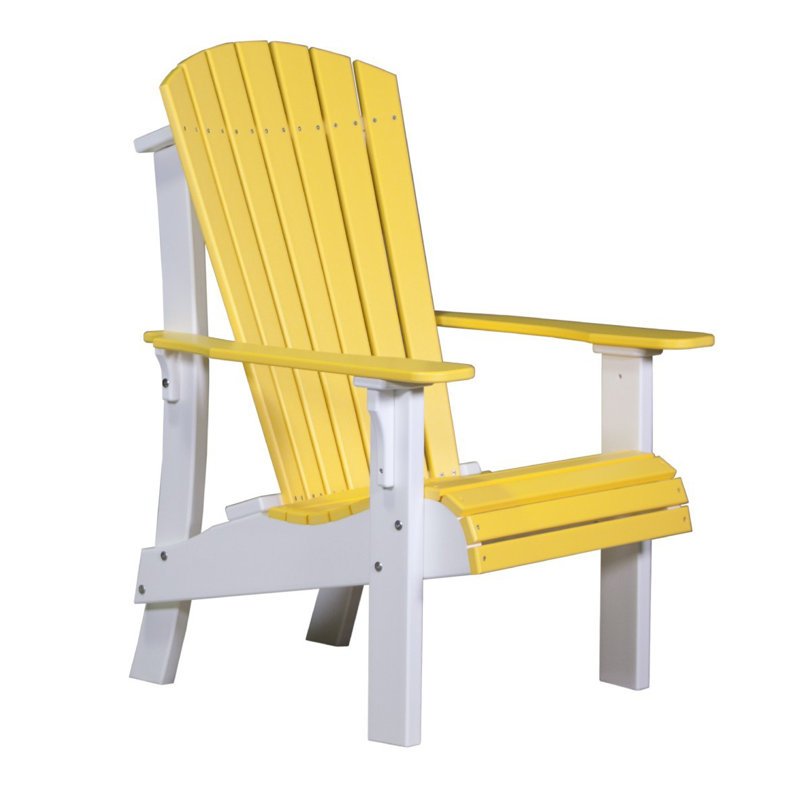 Zussen Outdoor Adirondack Chair, Yellow/White