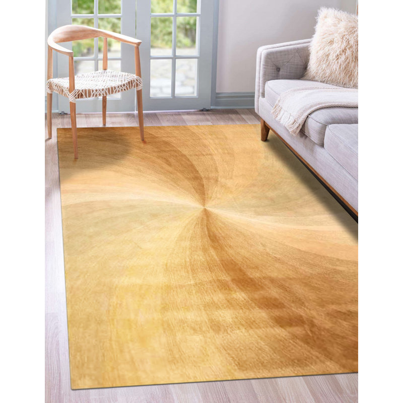 Tapis beige en laine touffeté à la main Abstract, Rectangle 5 pi x 8 pi