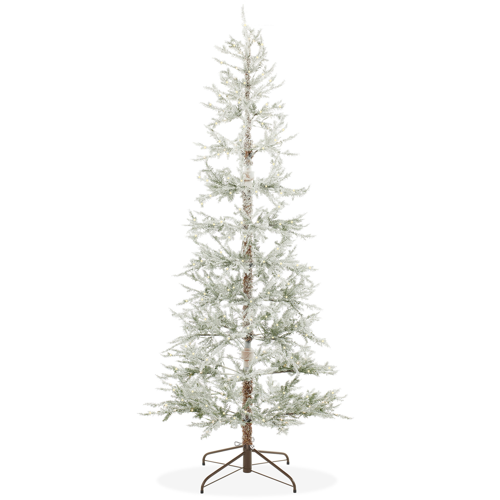 Mercer41 6FT Pre-Lit Sparse Pine Flocked Artificial Christmas Tree with ...