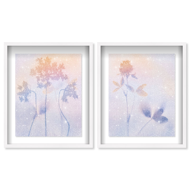 Lavender Shadows Set Set by Oliver Gal, 17.5"H x 21.5"W, White Shadowbox