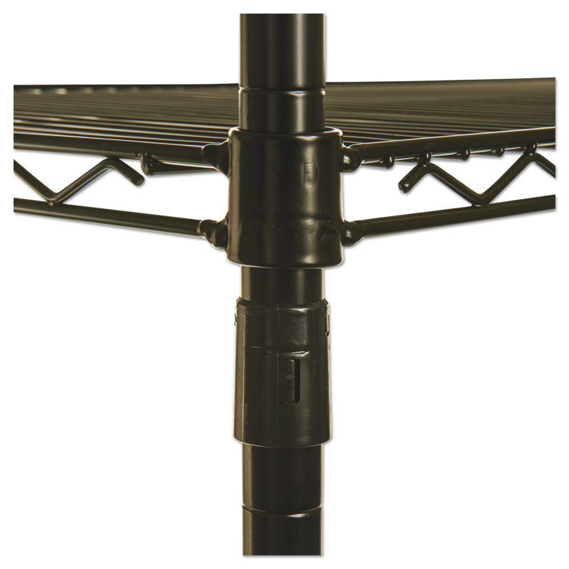 Black Heavy-Duty 4-Tier Steel Wire Shelf Rack