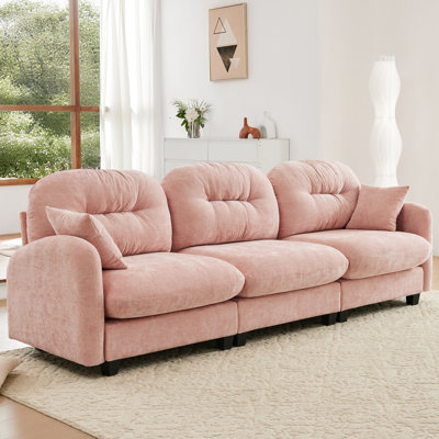 Chenille rose à trois - modulaire avec chenille douce, siège à haute résilience et mousse modulaire élégante pour les espaces de vie, espaces de rangement personnalisables