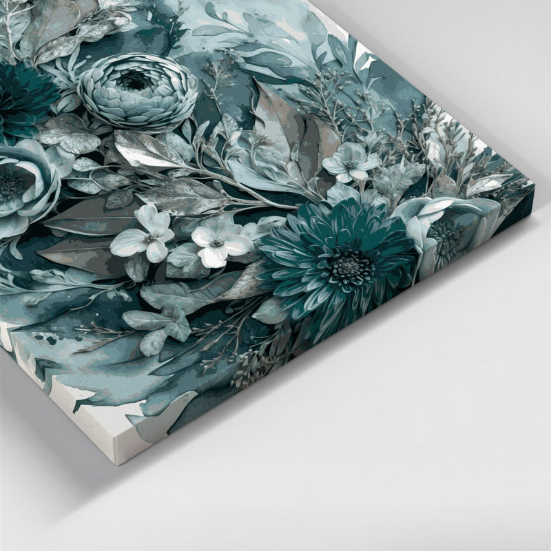 "Watercolor Floral 73", art mural sur toile grise, H 8 po x l 8 po