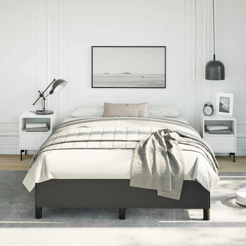 Cadre de lit Darrisha, cadre de lit plateforme tapissier, sans matelas, Double, Noir