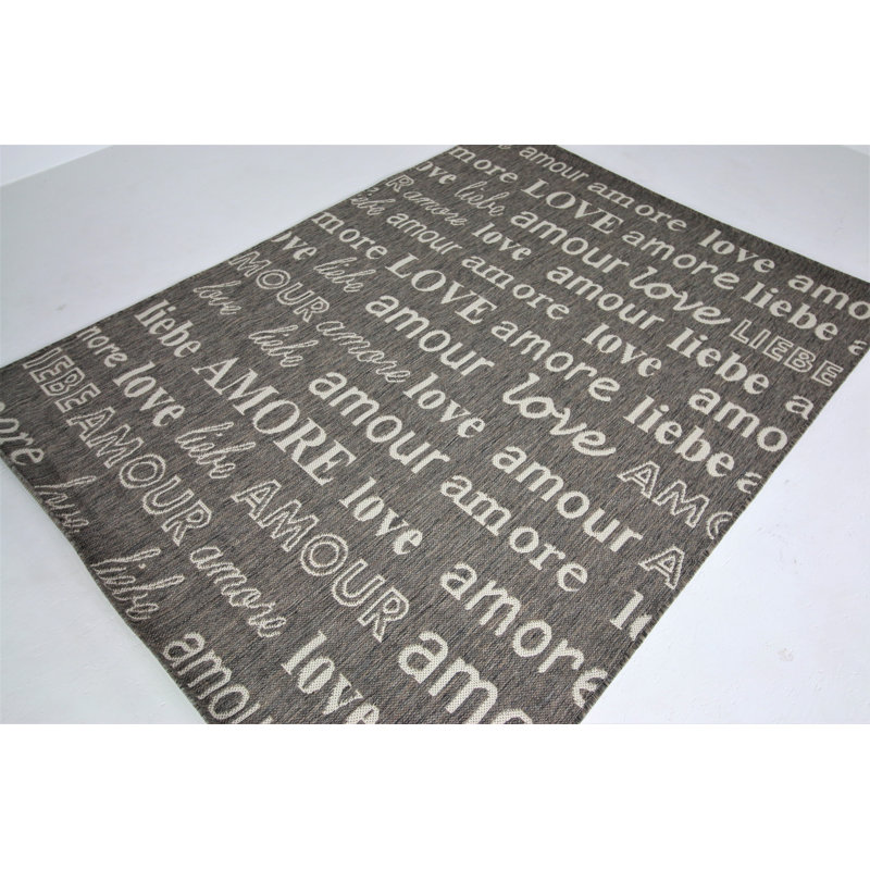 Tapis gris tissé à la machine Oxly, Rectangle 5 pi 2 po x 7 pi 2 po