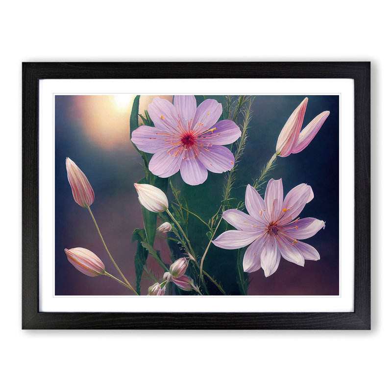 Tantalising Wildflowers Floral - Single Picture Frame Print, Black, 46cm H x 64cm W