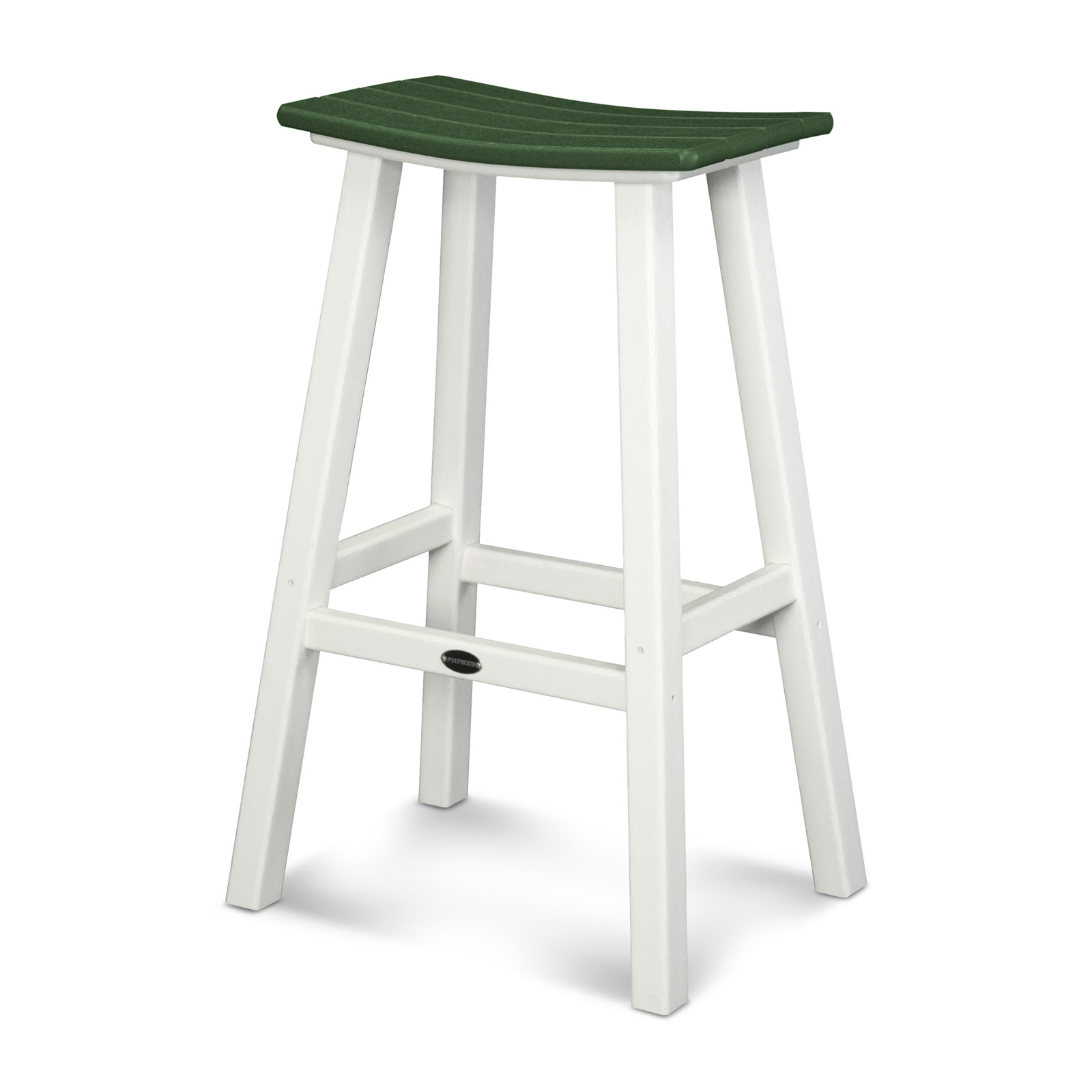 POLYWOOD® Contempo Saddle Bar Stool, Green, White