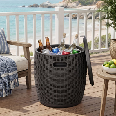 9.5 Gallon Patio Ice Chest And Side Table(black)