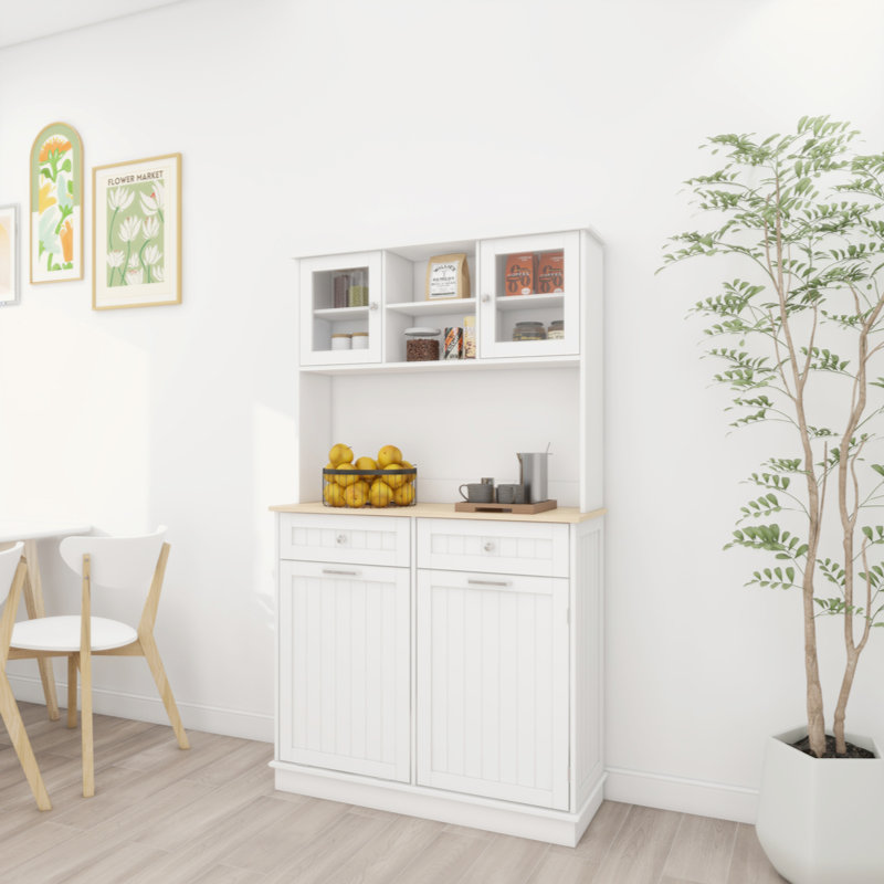 Grande armoire de rangement pour poubelle de cuisine 67,7 po avec 3 tablettes réglables