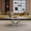 Table basse moderne en pierre frittée 49,2 po avec base en O en acier inoxydable - H 15,6 po