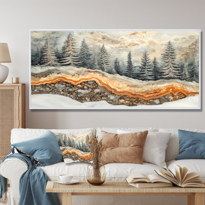 «Pine Tree Forest Into A Crystal Winter Landscape - Agate», reproduction sur toile