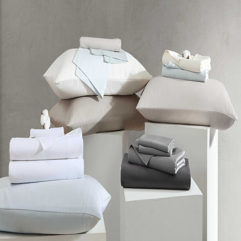 800 Thread Count Cotton Blend Sheet Set, Queen Sheet Set with 2 Pillowcases, Beige