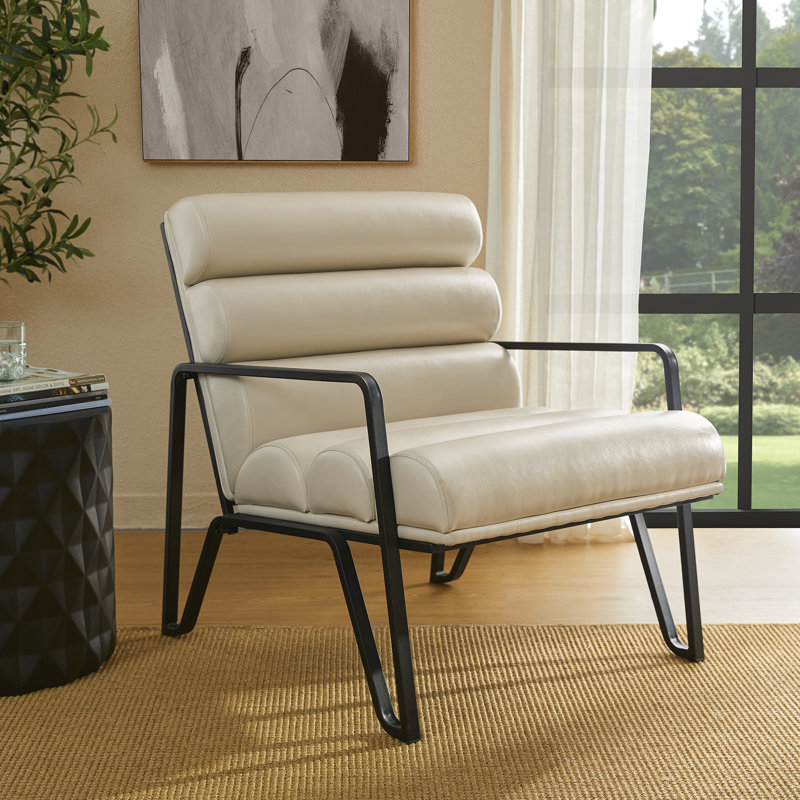 Fauteuil large de 31,5 po Cacey, Similicuir beige