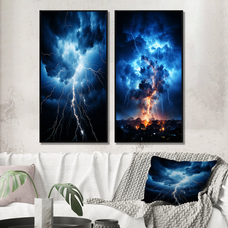 «Lightning Electrifiant Moment» 2 pièces, Cadre noir, H 32 po x l 32 po